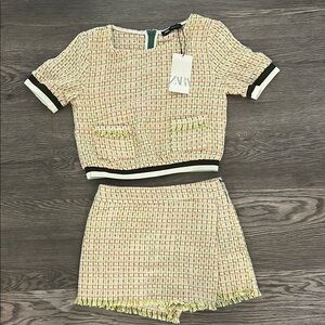 Zara Multicolor Tweed Two-Piece Set - skort